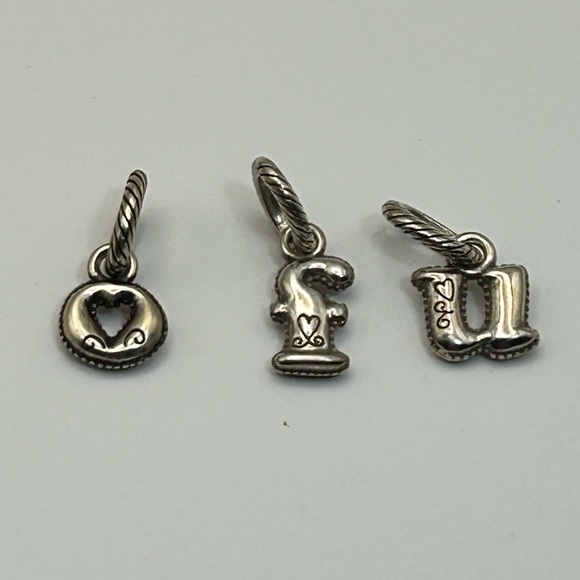 Brighton Jewelry - Brighton Alphabet Charms Qty 3 "f" "o" "u" Silver Plated 1" Petite